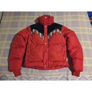 Vtg Obermeyer Goose Down Womens Large Retro Ski Snow Dakota Jacket Cropped Rare